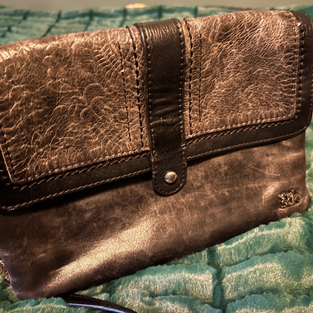 Black distressed leather SAK purse